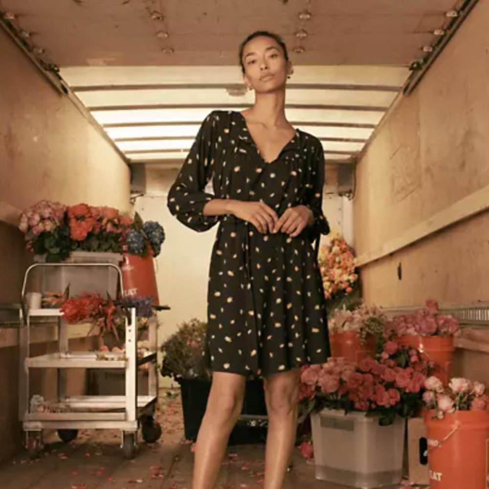 MADEWELL Tie Waist Mini Dress French Daisies II23